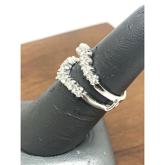 Engagement Ring Guard 14k White Gold Diamond Wedding Band Estate Jewelry Size 7 - Picture 9 of 14